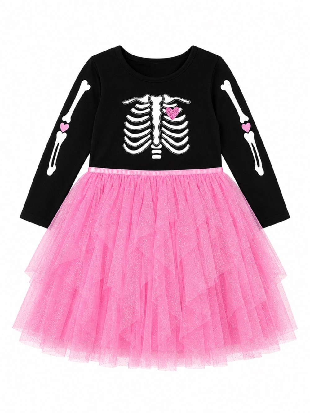 NWOT - Zunie Girls Skeleton Tutu Halloween Dress in Pink and Black | Size 6X
